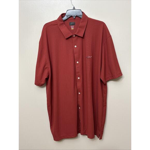 Greg Norman Brick Red Play Dry Button Up Golf Shirt 4XL - Picture 1 of 2